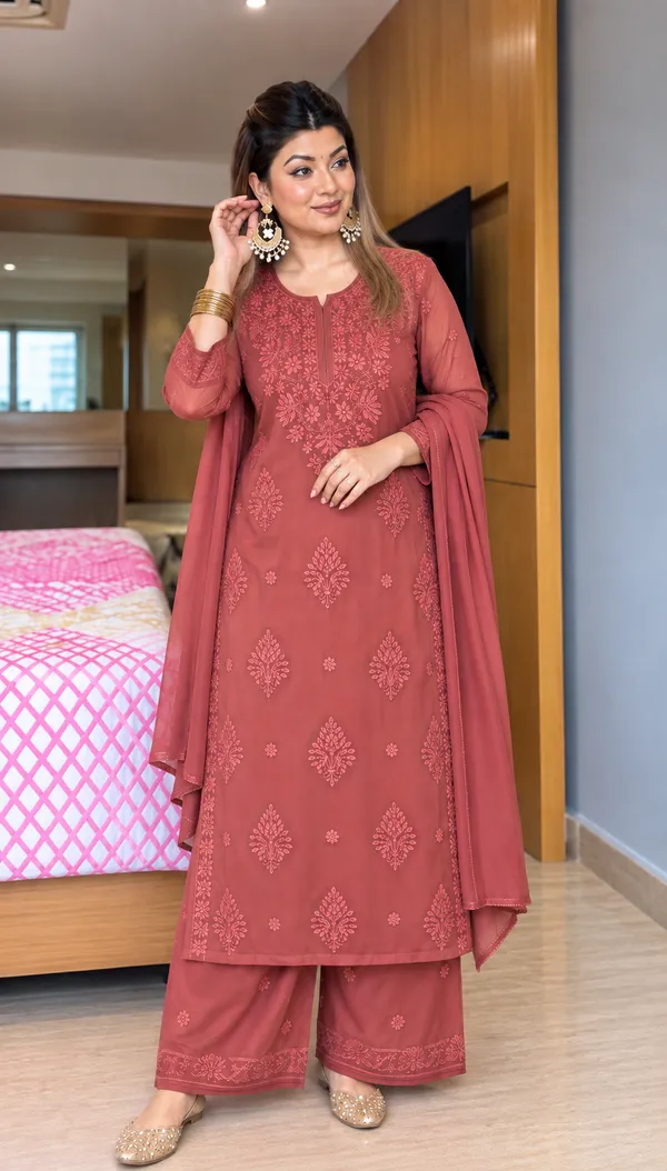 Rosewood_Chikankari_Faux_Georgette_Embroidered_Kurta_Palazzo_Dupatta_Set_For_Women