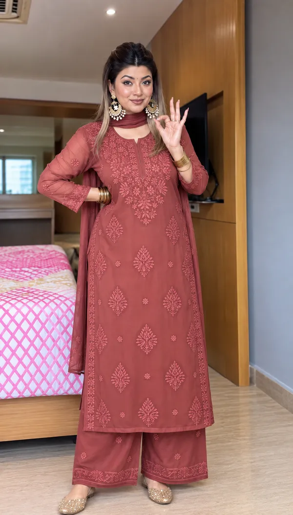 Rosewood_Chikankari_Faux_Georgette_Embroidered_Kurta_Palazzo_Dupatta_Set_For_Women