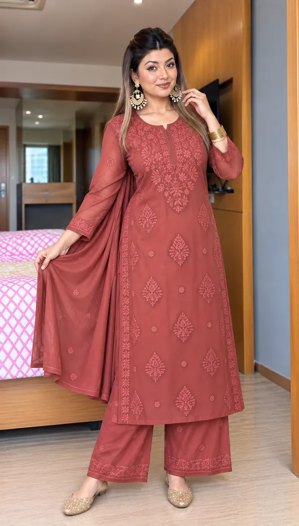Rosewood_Chikankari_Faux_Georgette_Embroidered_Kurta_Palazzo_Dupatta_Set_For_Women