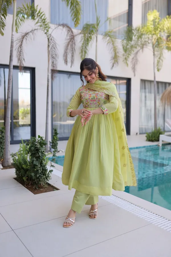 Luxury_Pista_Green_Mal_Chanderi_Embroidered_Gown_Pant_Dupatta_Set_For_Women