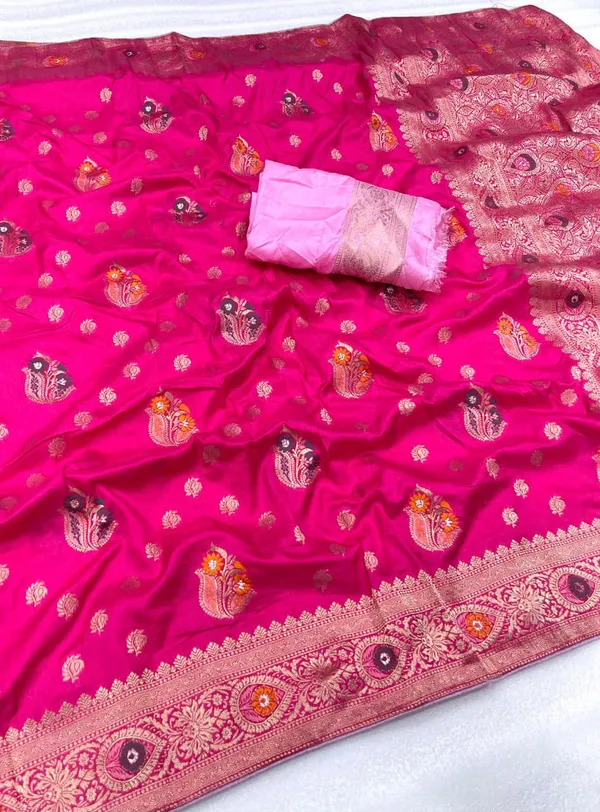 Fuchsia_Pink_Meenakari_Zari_Woven_Dola_Silk_Saree_With_Grand_Pallu_Unstitched_Blouse