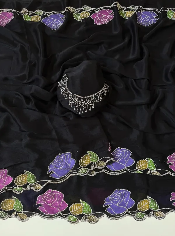 Black_Rose_Diamond_Work_Star_Georgette_Saree_With_Cutwork_Border_Unstitched_Blouse