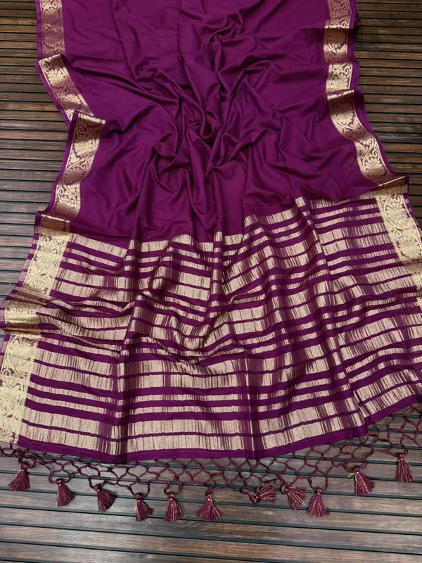 Royal_Purple_Jari_Jacquard_Khaddi_Crepe_Georgette_Saree_With_Tassel_Pallu_Unstitched_Blouse