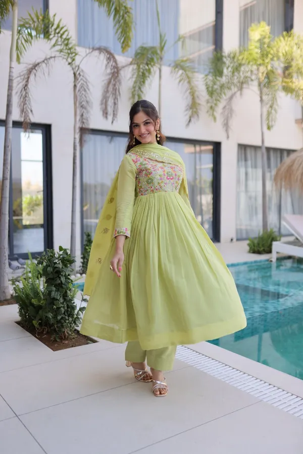 Luxury_Pista_Green_Mal_Chanderi_Embroidered_Gown_Pant_Dupatta_Set_For_Women