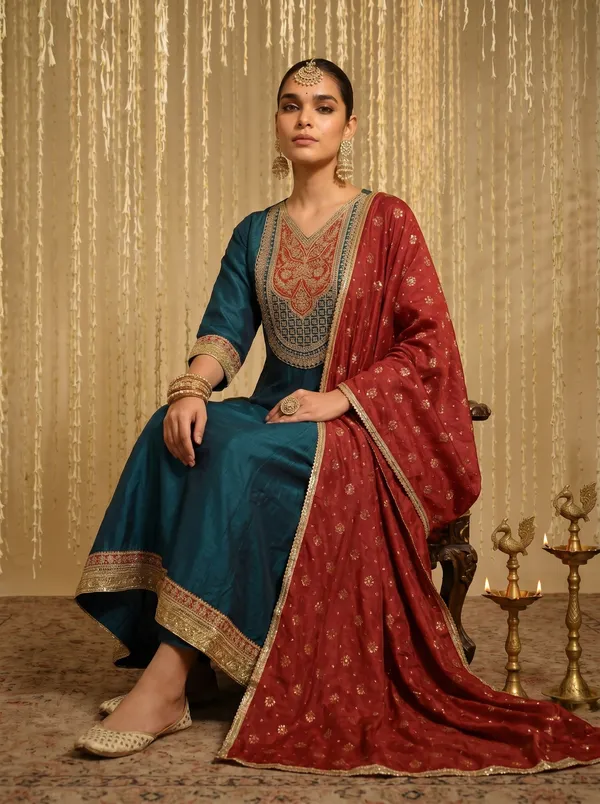 Vichitra_Silk_Sequinned_Embroidered_Anarkali_Kurta_Set_With_Pant_&_Printed_Dupatta