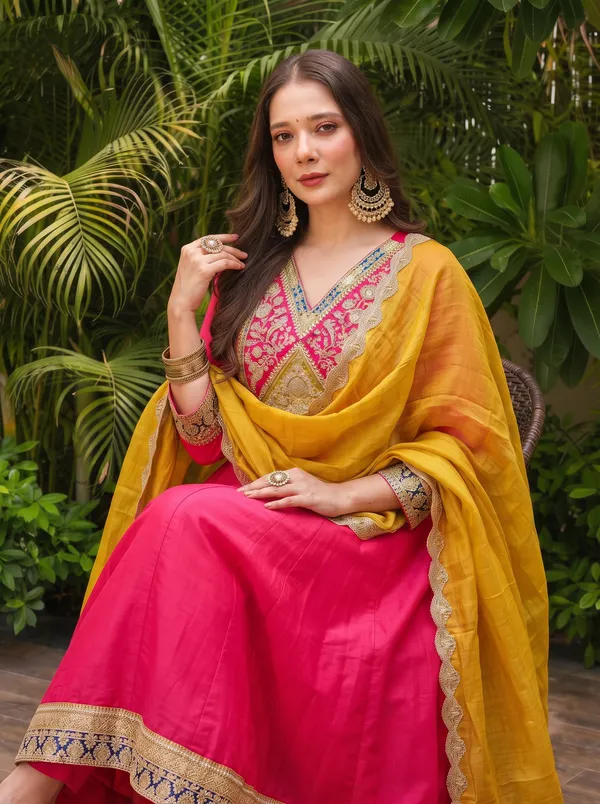 Vichitra_Silk_with_Lining_Embroidered_Flared_Kurta_with_Pant_and_Dupatta