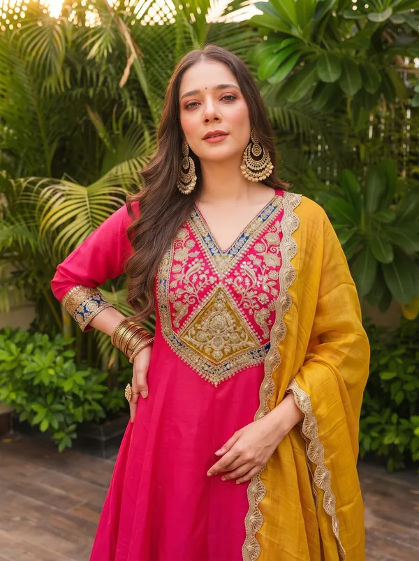 Vichitra_Silk_with_Lining_Embroidered_Flared_Kurta_with_Pant_and_Dupatta