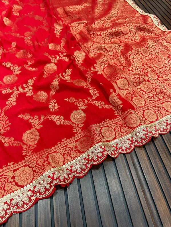 Crimson_Red_Floral_Brocade_Khadi_Crepe_Georgette_Saree_With_Sequins_Cutwork_Lace_Unstitched_Blouse