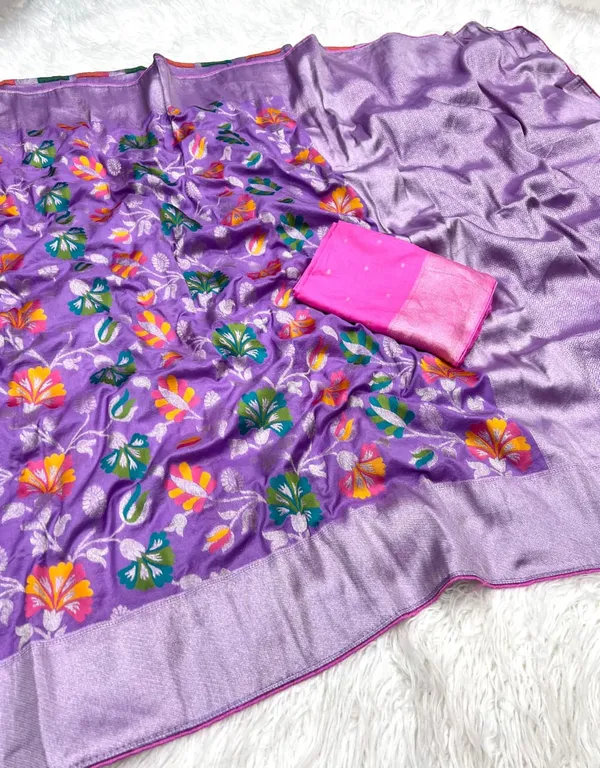 Pastel_Lavender_Meenakari_Floral_Jaal_Khadi_Crepe_Georgette_Saree_With_Rich_Pallu_And_Unstitched_Blouse
