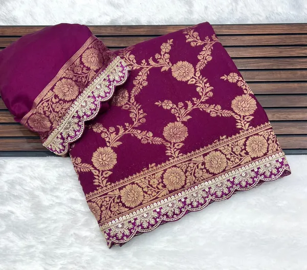 Wine_Purple_Floral_Jacquard_Khadi_Crepe_Georgette_Saree_With_Sequins_Cutwork_Lace_Unstitched_Blouse