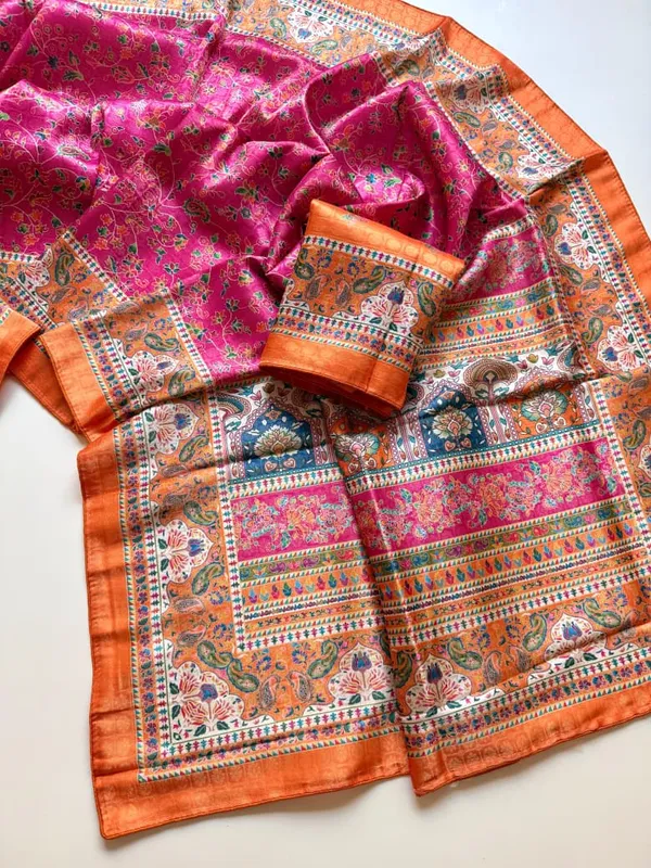 Mustard_Yellow_Floral_Dola_Silk_Saree_With_Jacquard_Paisley_Border_And_Unstitched_Blouse