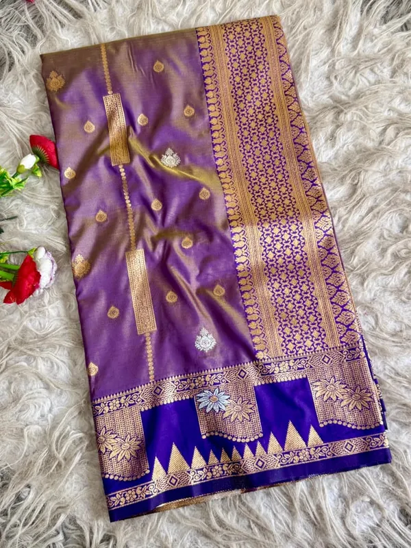 Purple_Gold_Zari_Banarasi_Luxaria_Silk_Saree_With_Grand_Rich_Pallu_Unstitched_Brocade_Blouse