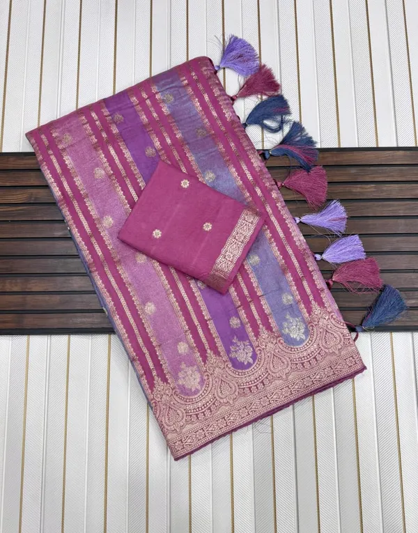 Rose_Pink_Gold_Jari_Jacquard_Viscose_Khaddi_Crepe_Georgette_Saree_With_Tassel_Rich_Pallu_Unstitched_Blouse