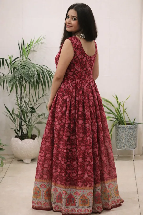 Elegant_Wine_Berry_Floral_Printed_Organza_Silk_Gown_Dupatta_Set_For_Women