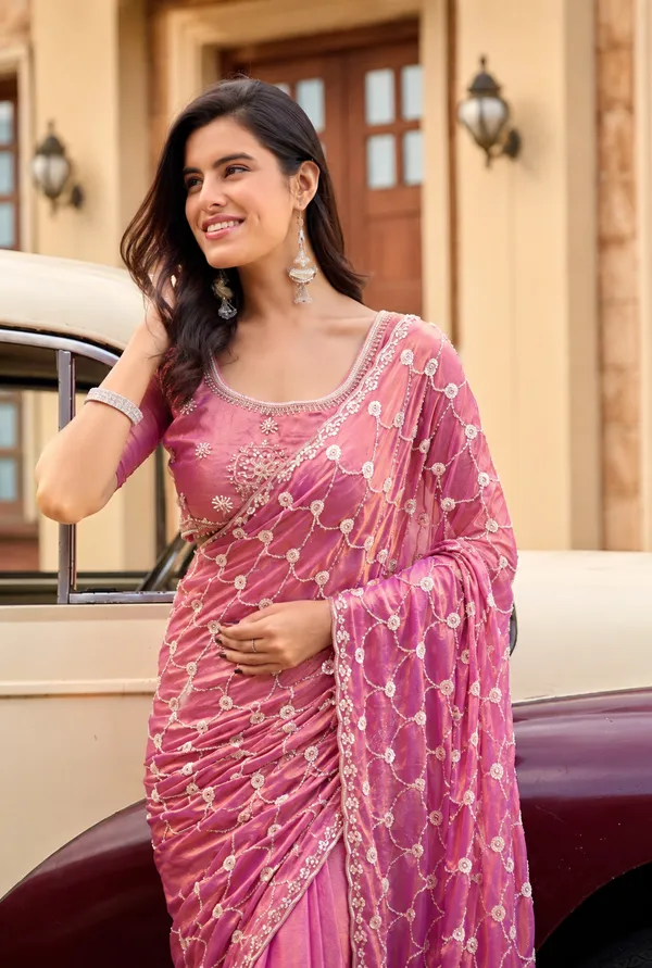 Blush_Pink_Heavy_Jal_Fendy_Silk_Saree_With_Hand_Beads_Work_&_Unstitched_Blouse