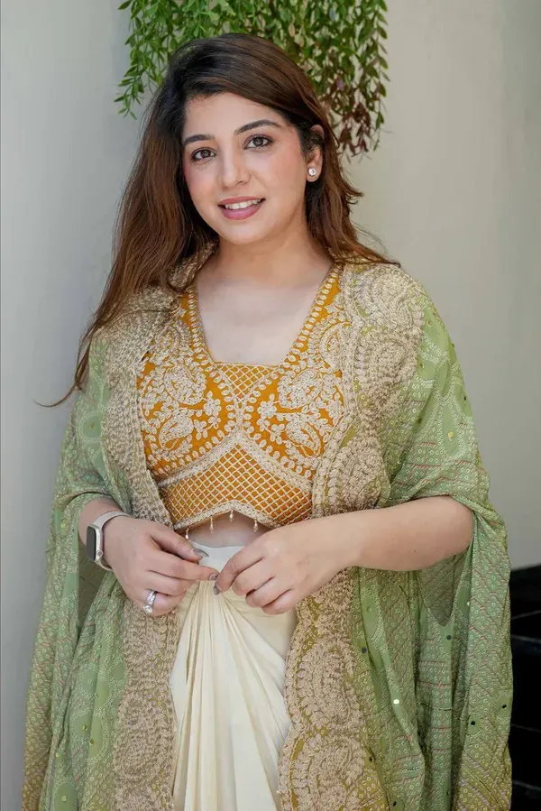 Elegant_Mustard_Yellow_Indo_Western_Three_Piece_Dhoti_Set_With_Bandhani_Pri