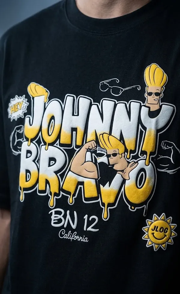 Johnny_Bravo_Cartoon_Network_Graphic_Print_Black_T-Shirt