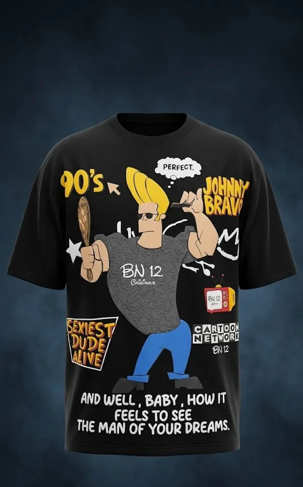 Johnny_Bravo_Cartoon_Network_Graphic_Print_Black_T-Shirt