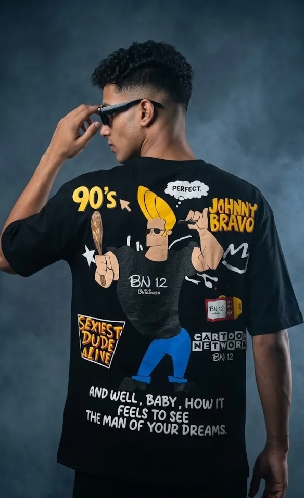 Johnny_Bravo_Cartoon_Network_Graphic_Print_Black_T-Shirt