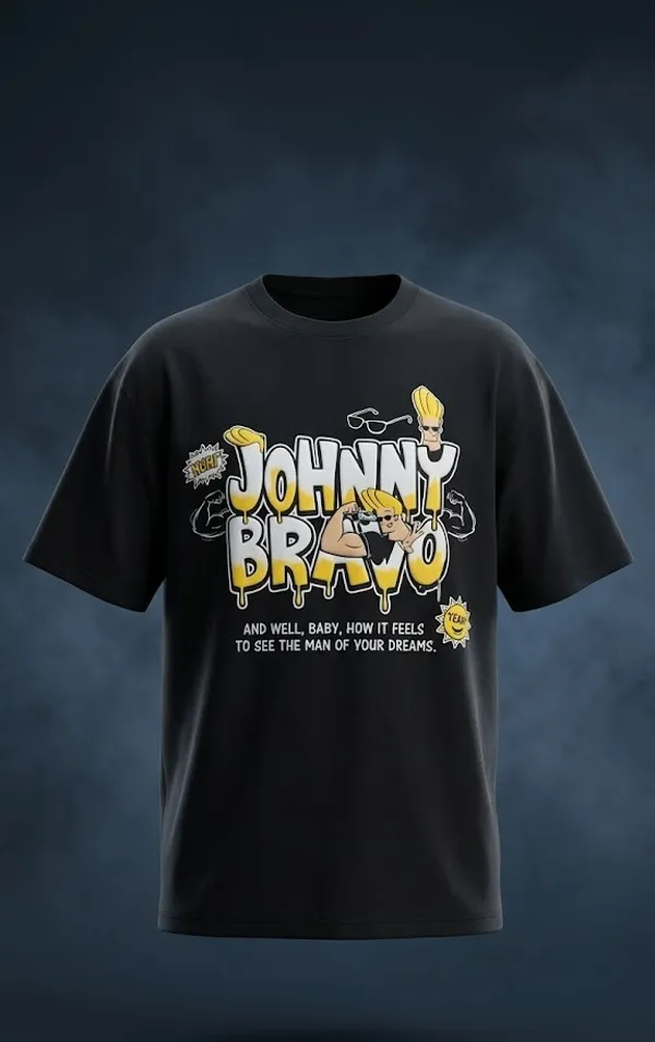 Johnny_Bravo_Cartoon_Network_Graphic_Print_Black_T-Shirt