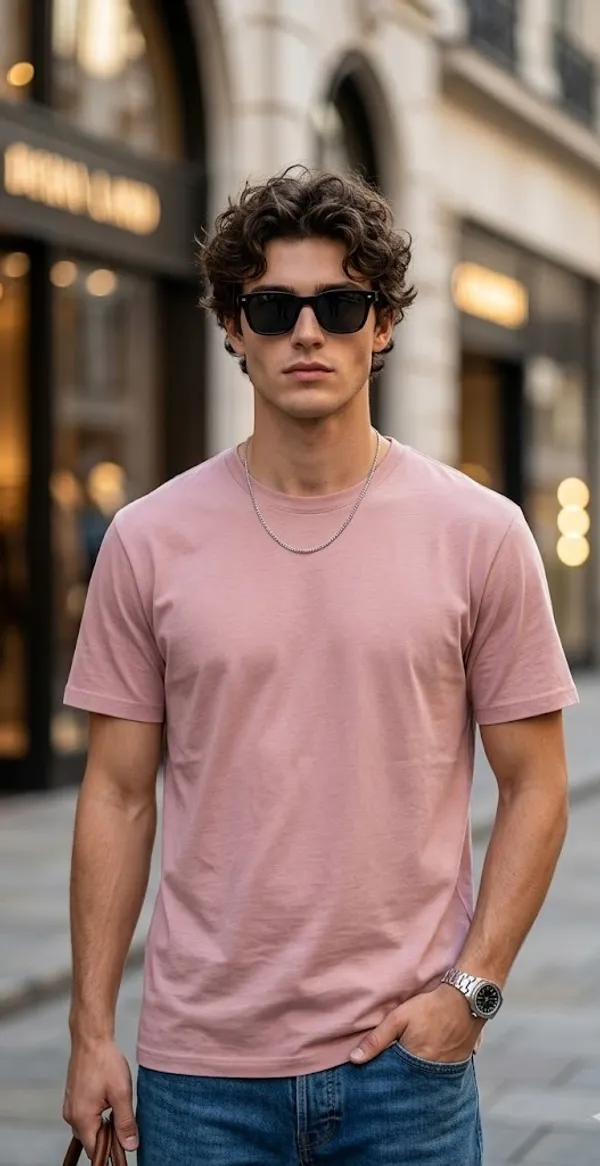 Solid_Men_Round_Neck_pink_T-Shirt