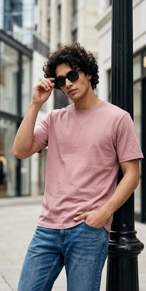 Solid_Men_Round_Neck_pink_T-Shirt