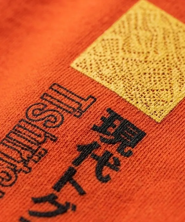 Typography,_Geometric_Print,_Printed_Men_Round_Neck_Orange_T-Shirt