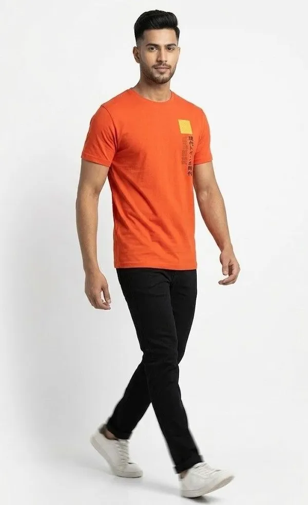 Typography,_Geometric_Print,_Printed_Men_Round_Neck_Orange_T-Shirt