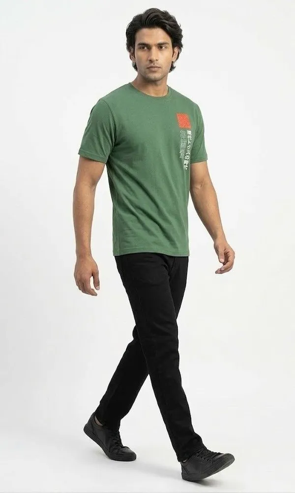 Graphic_Print,_Typography,_Printed_Men_Round_Neck_Green_T-Shirt