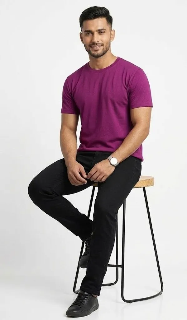 Solid_Men_Round_Neck_Purple_T-Shirt