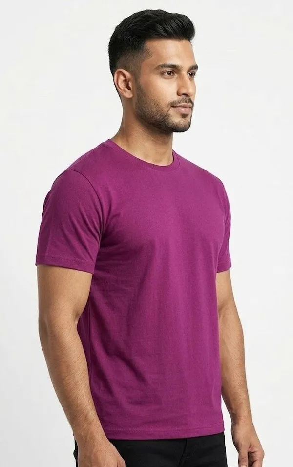 Solid_Men_Round_Neck_Purple_T-Shirt