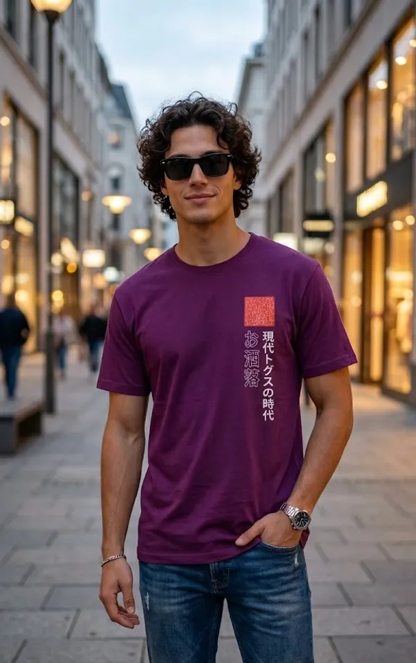 Retro_Japanese_Text_Purple_T-Shirt