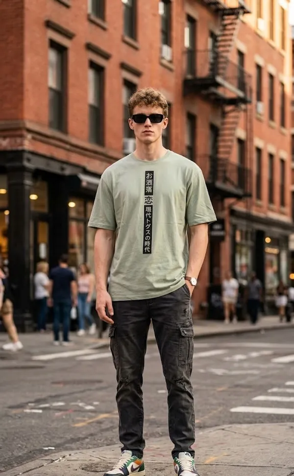 Japanese_Calligraphy_Print_Olive_Green_Cotton_T-Shirt