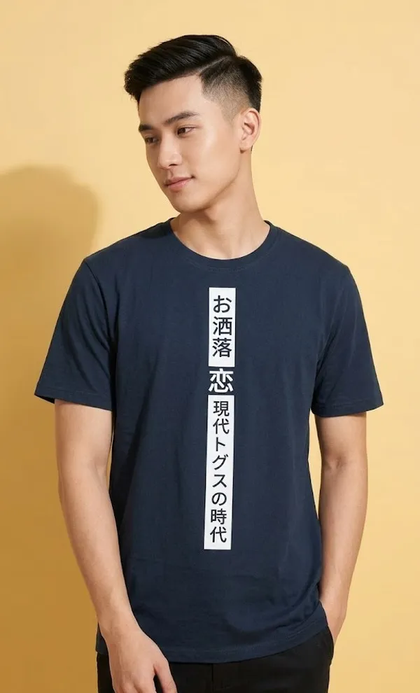 Japanese_Text_Graphic_Navy_Blue_T-Shirt
