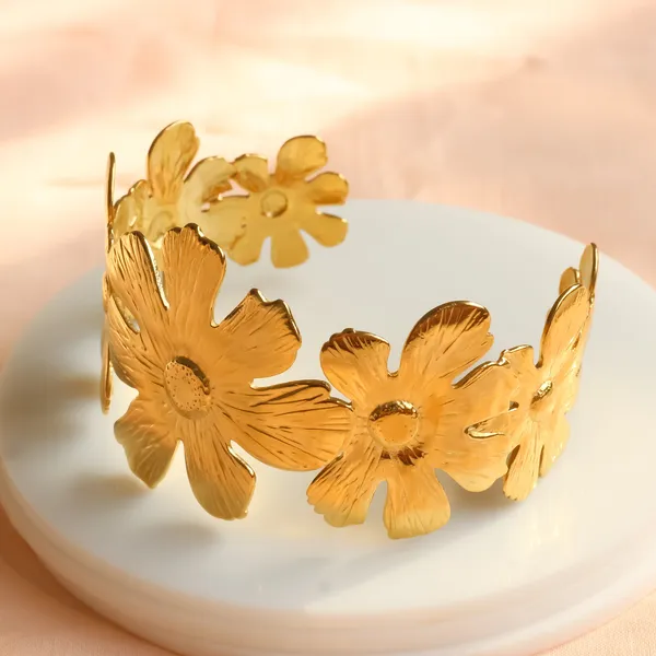 Gold_Flower_Cuff_Bangle_Adjustable_Cuff_Bangle