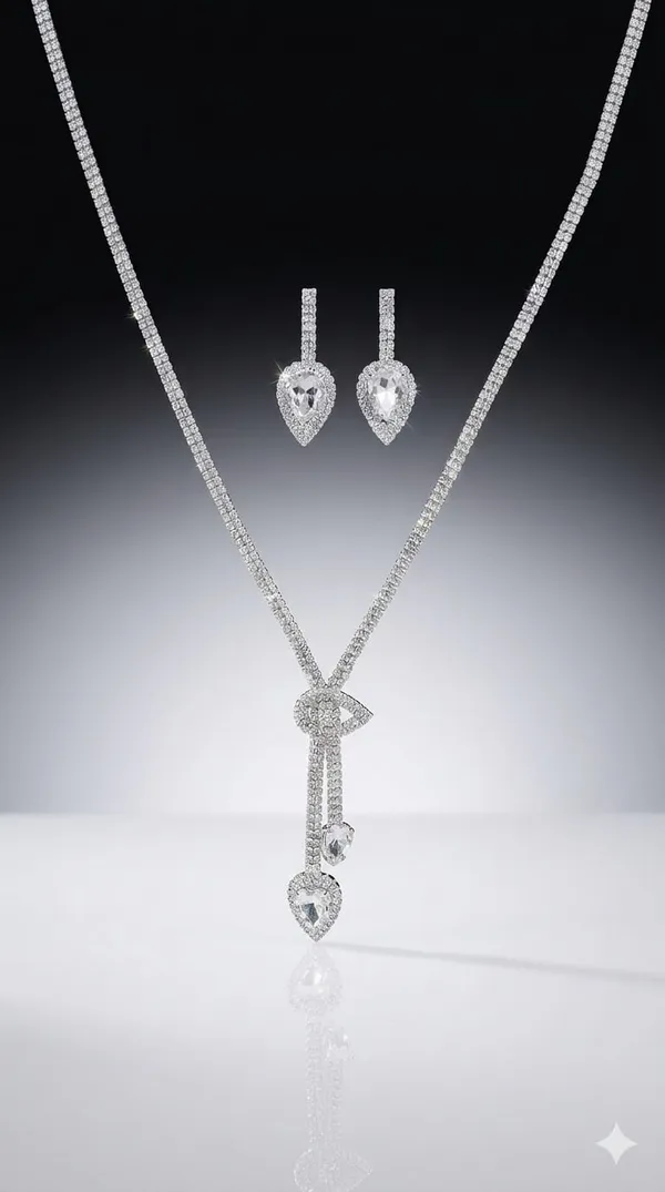 Silver_Metal_American_Diamond_Heart_Drop_Necklace_Set_For_Women