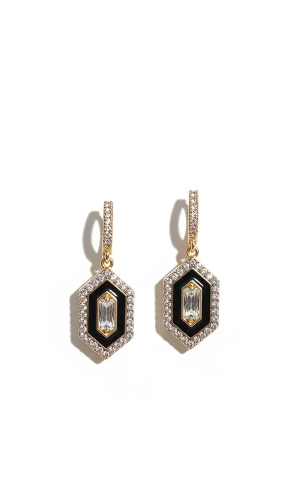 Black_Gold_Metal_Geometric_American_Diamond_Drop_Earrings_For_Women