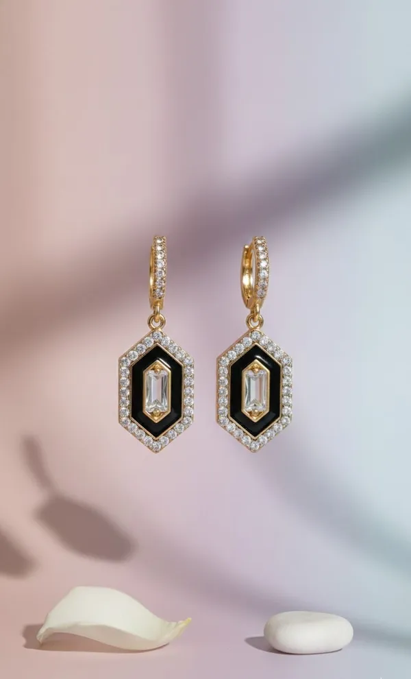 Black_Gold_Metal_Geometric_American_Diamond_Drop_Earrings_For_Women