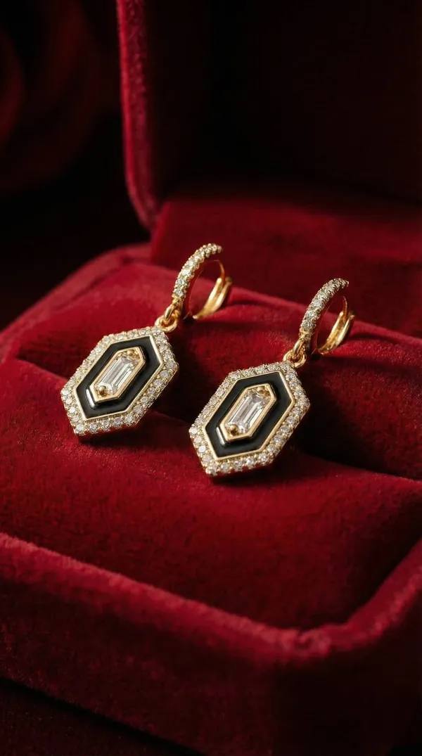 Black_Gold_Metal_Geometric_American_Diamond_Drop_Earrings_For_Women