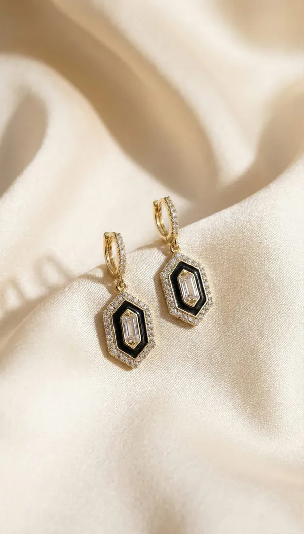 Black_Gold_Metal_Geometric_American_Diamond_Drop_Earrings_For_Women