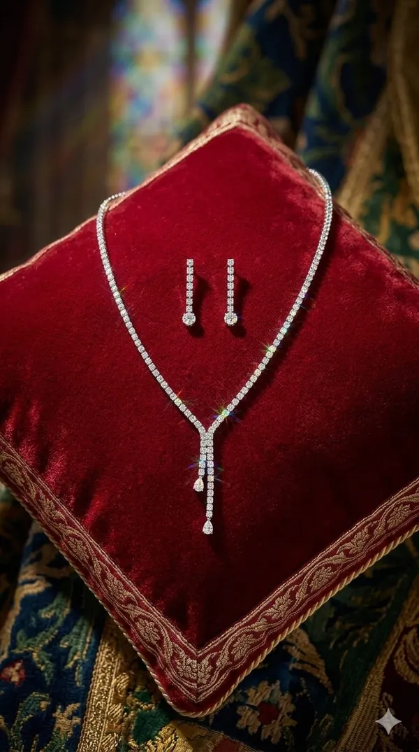 Silver_Metal_American_Diamond_YDrop_Necklace_Set_For_Women