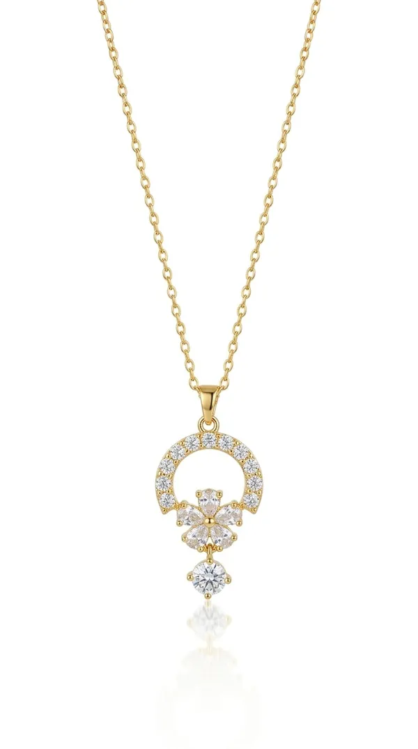 Rose_Gold_Metal_Crystal_Circular_Charm_Pendant_Necklace_For_Women