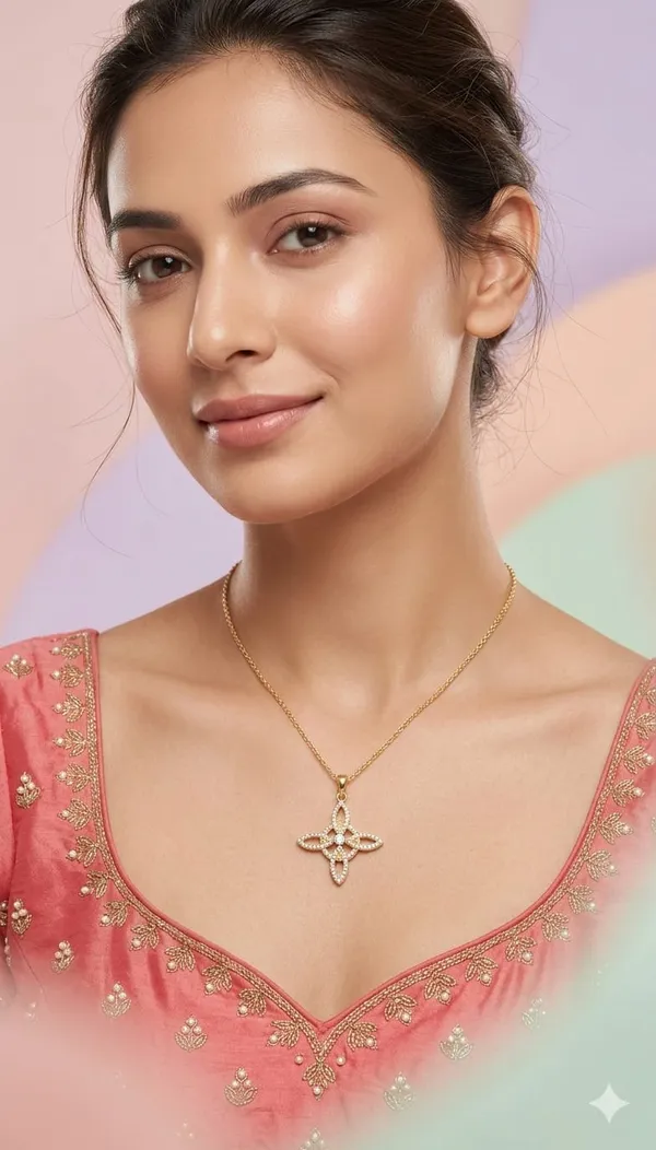 Gold_Plated_Metal_Clover_Stone_Pendant_Necklace_For_Women__Pack_of_2