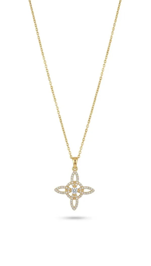 Gold_Plated_Metal_Clover_Stone_Pendant_Necklace_For_Women__Pack_of_2