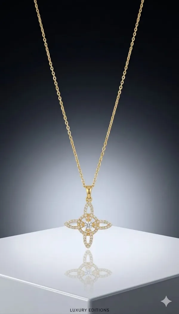 Gold_Plated_Metal_Clover_Stone_Pendant_Necklace_For_Women__Pack_of_2