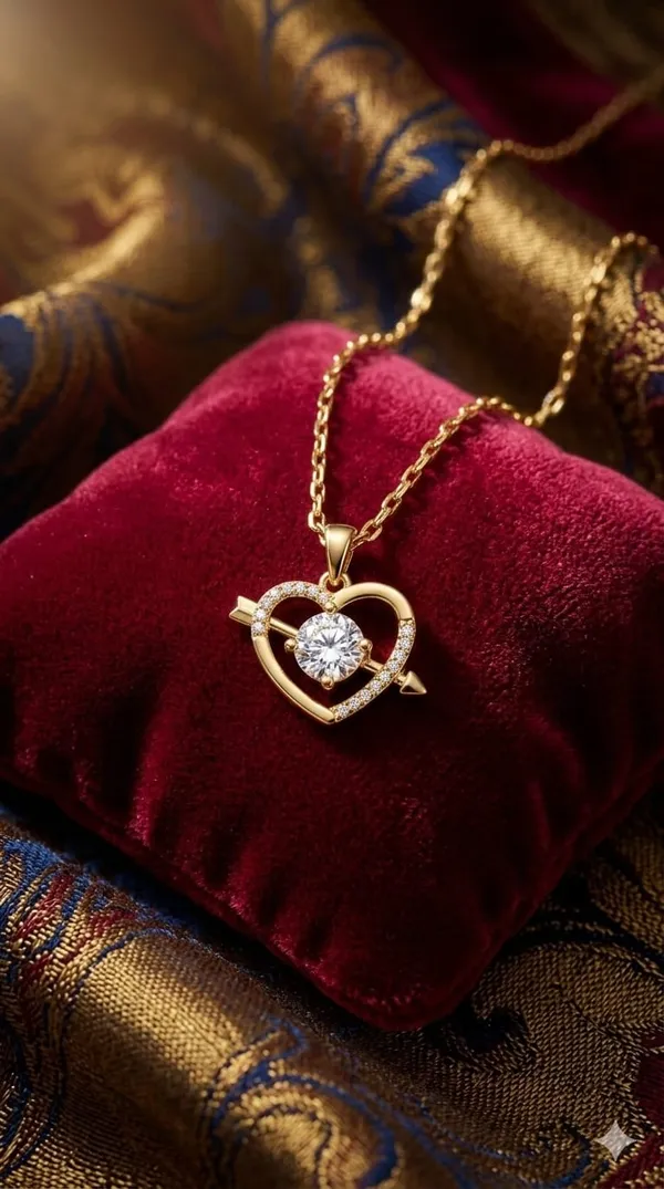 Gold_Silver_Metal_Crystal_Heart_Arrow_Pendant_Necklace_For_Women