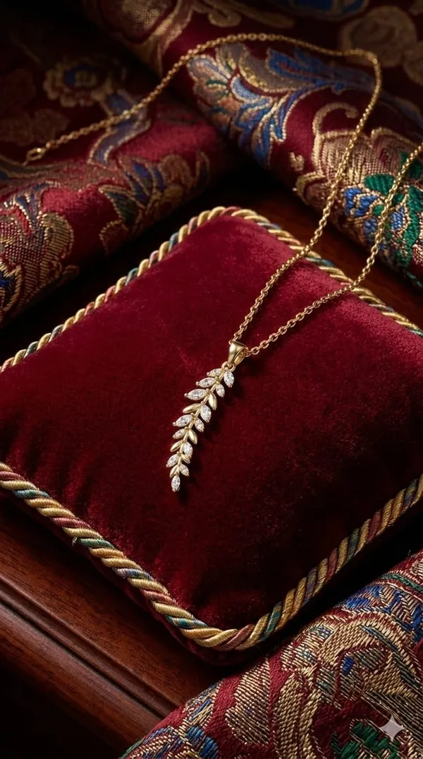 Gold_Metal_Crystal_Leaf_Design_Pendant_Necklace_For_Women