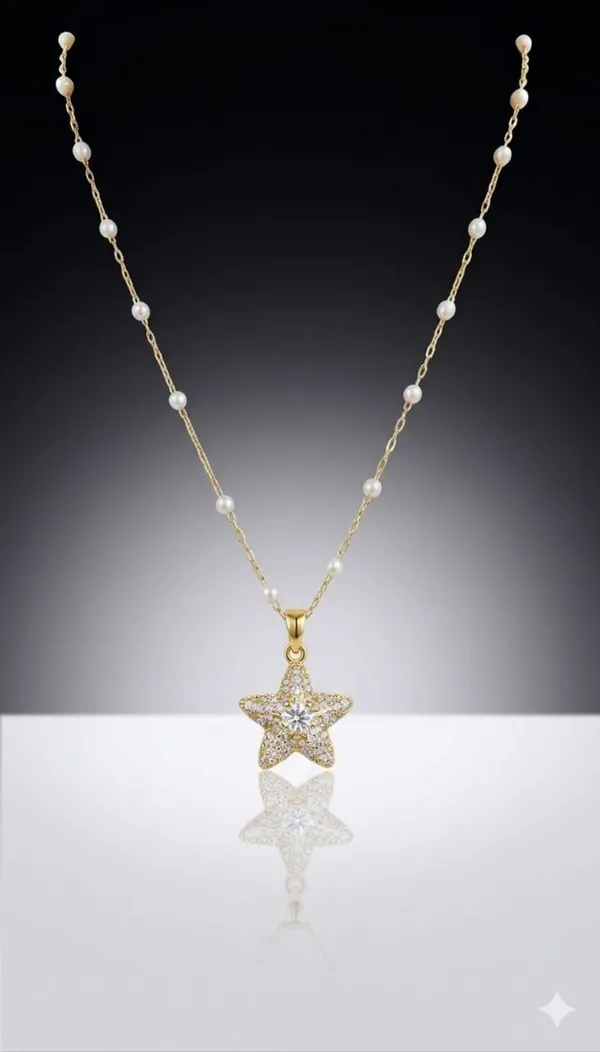 Gold_Metal_Star_Stone_Beaded_Chain_Pendant_Necklace_For_Women
