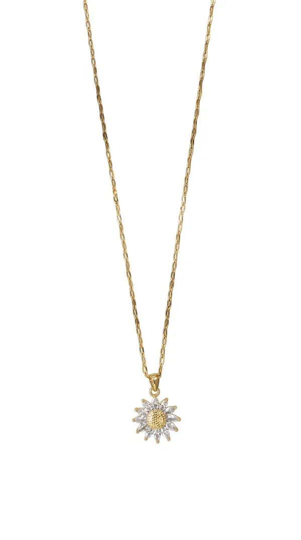 Gold_White_Metal_Crystal_Sunflower_Pendant_Necklace_For_Women