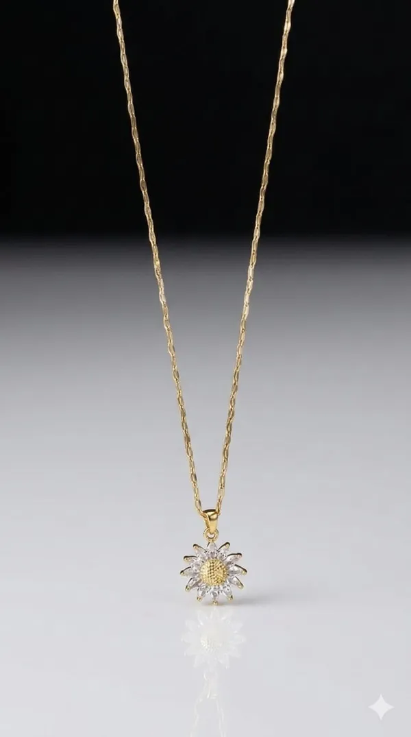 Gold_White_Metal_Crystal_Sunflower_Pendant_Necklace_For_Women